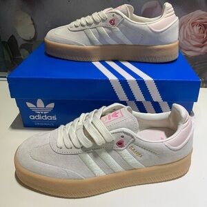 Adidas Low Top Ivory Pink Samba Sneakers